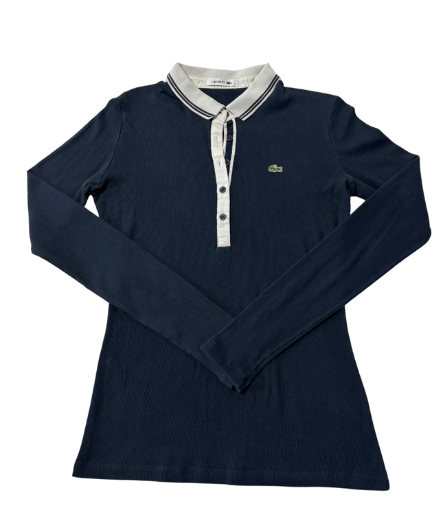 Lacoste Dark Blue Long-Sleeve Ribbed Polo Shirt