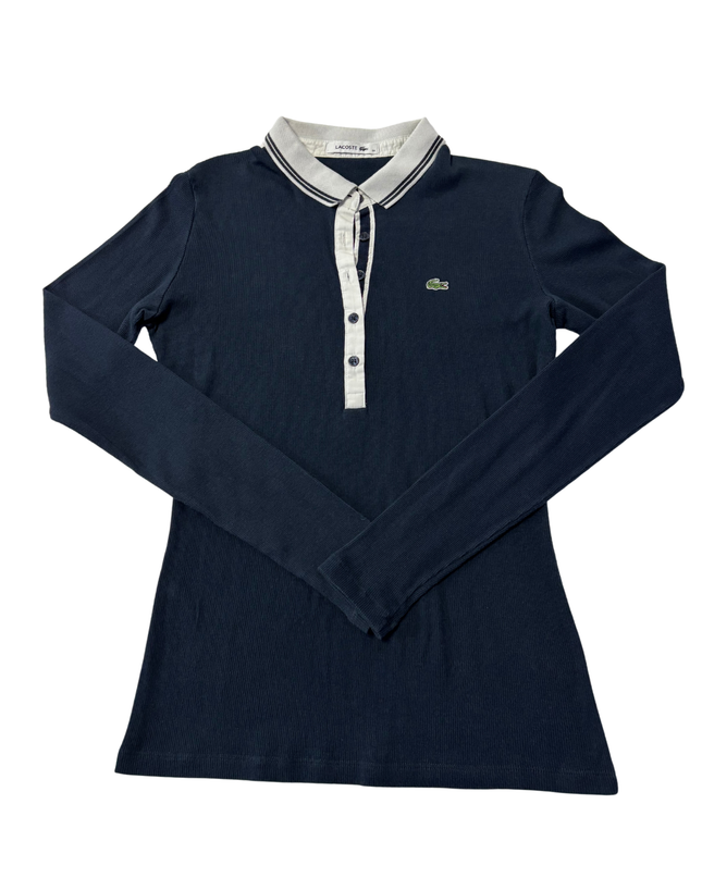 Lacoste Dark Blue Long-Sleeve Ribbed Polo Shirt