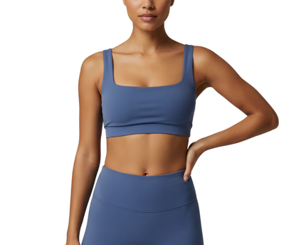 PINK Blue Square Neck Active Cutout Sports Bra