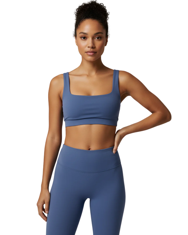 PINK Blue Square Neck Active Cutout Sports Bra