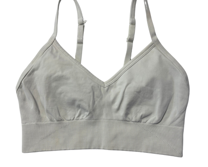 Lululemon White Seamless Ribbed Sports Bra