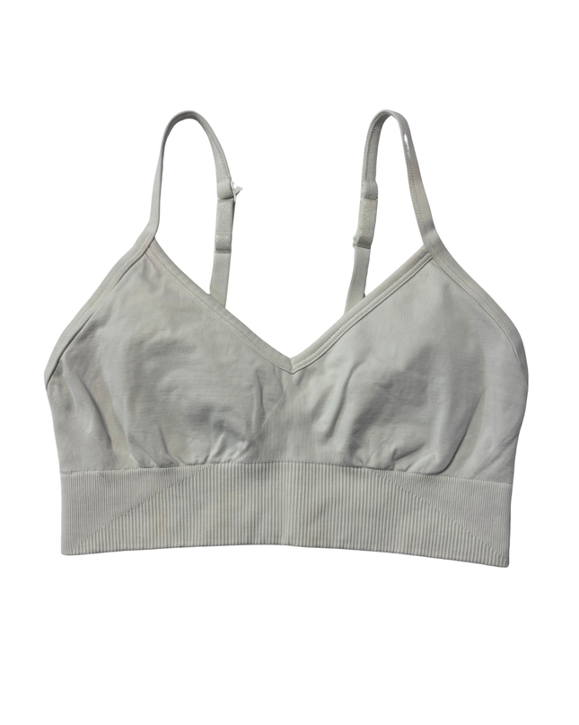 Lululemon White Seamless Ribbed Sports Bra