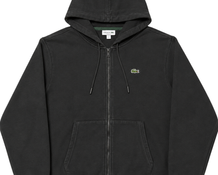 Lacoste Classic Fit Black Zip-Up Hoodie