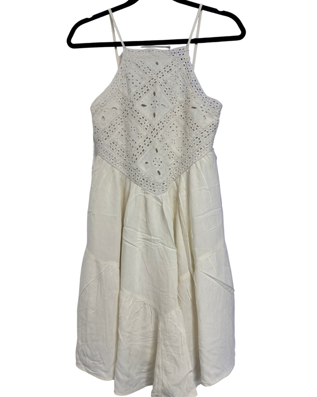 American Eagle White Eyelet Lace Halter Mini Dress