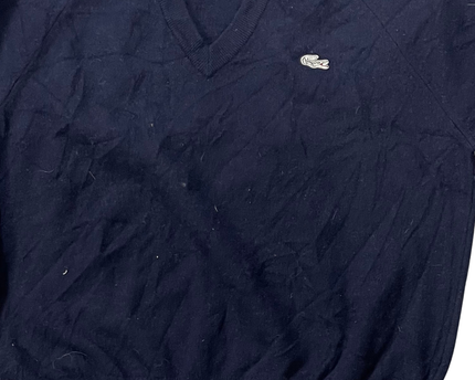 Lacoste Navy V-Neck Knit Sweater