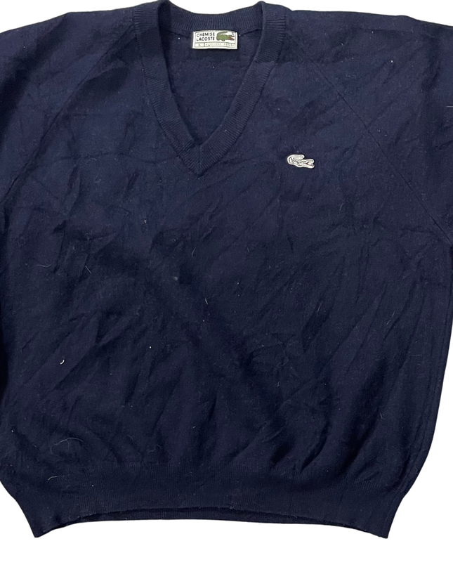 Lacoste Navy V-Neck Knit Sweater