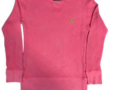 Polo Ralph Lauren Pink Waffle Knit Crewneck Sweatshirt
