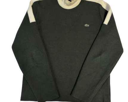 Lacoste Green Mock Neck Colorblock Sweater