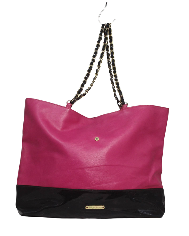 Juicy Couture Pink/Black Chain Strap Tote Bag