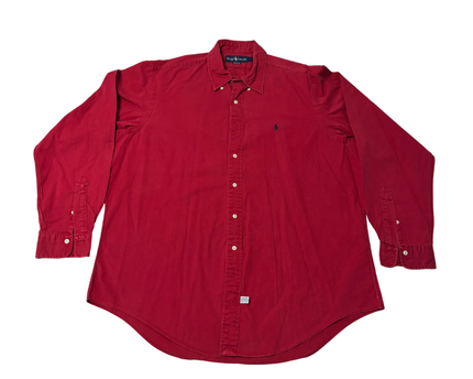 Ralph Lauren Red Long-Sleeve Cotton Button-Down Shirt