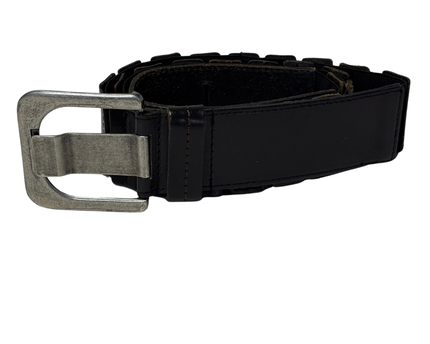 Chic Black Elasticated Segmented Panel Waist Belt