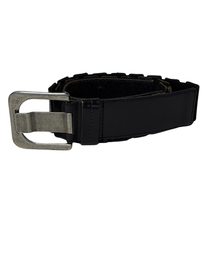 Chic Black Elasticated Segmented Panel Waist Belt