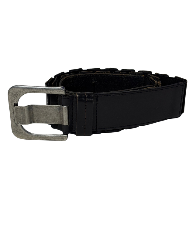 Chic Black Elasticated Segmented Panel Waist Belt