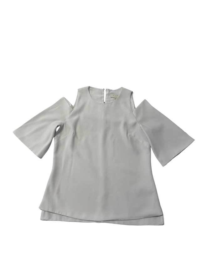 Ted Baker White Cold Shoulder Flutter Sleeve Blouse