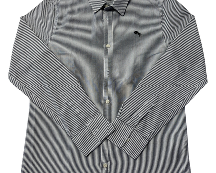 Wrangler Blue and White Striped Button-Down Shirt