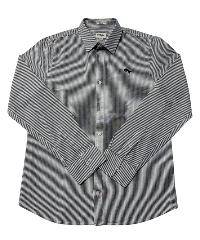 Wrangler Blue and White Striped Button-Down Shirt