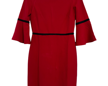 Tommy Hilfiger Red Bell Sleeve Sheath Dress with Black Trim