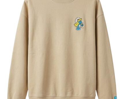 The Smurfs Beige Embroidered Graphic Sweatshirt