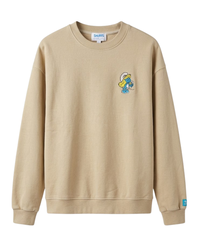 The Smurfs Beige Embroidered Graphic Sweatshirt