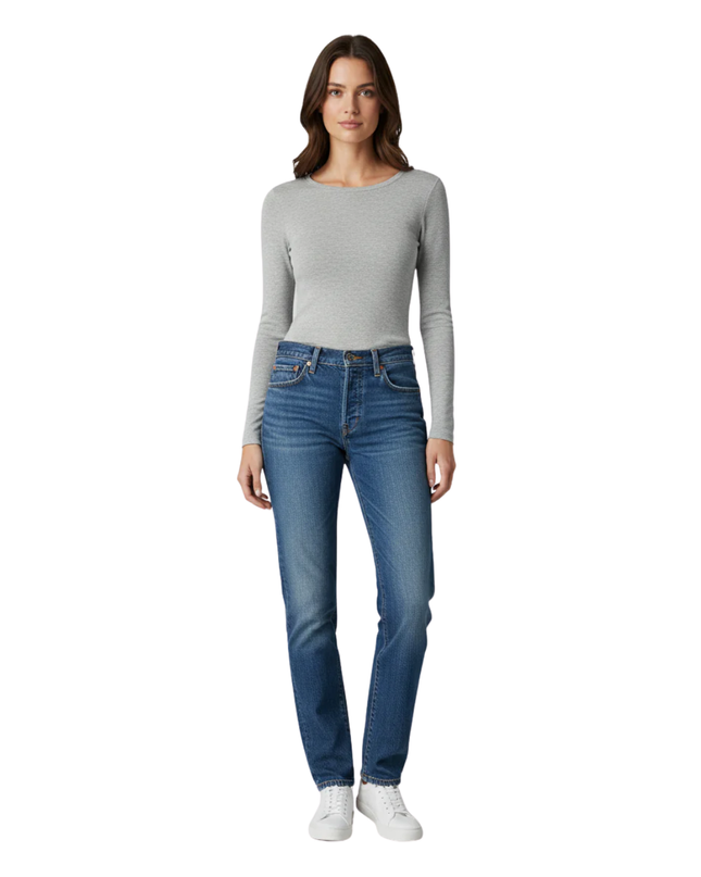 Levi's Blue 501 Button Fly Straight Leg Jeans