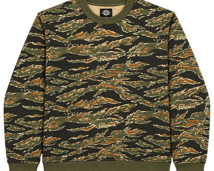 Dickies Green Camo Tiger Stripe Fleece Crew Neck Sweatshirt