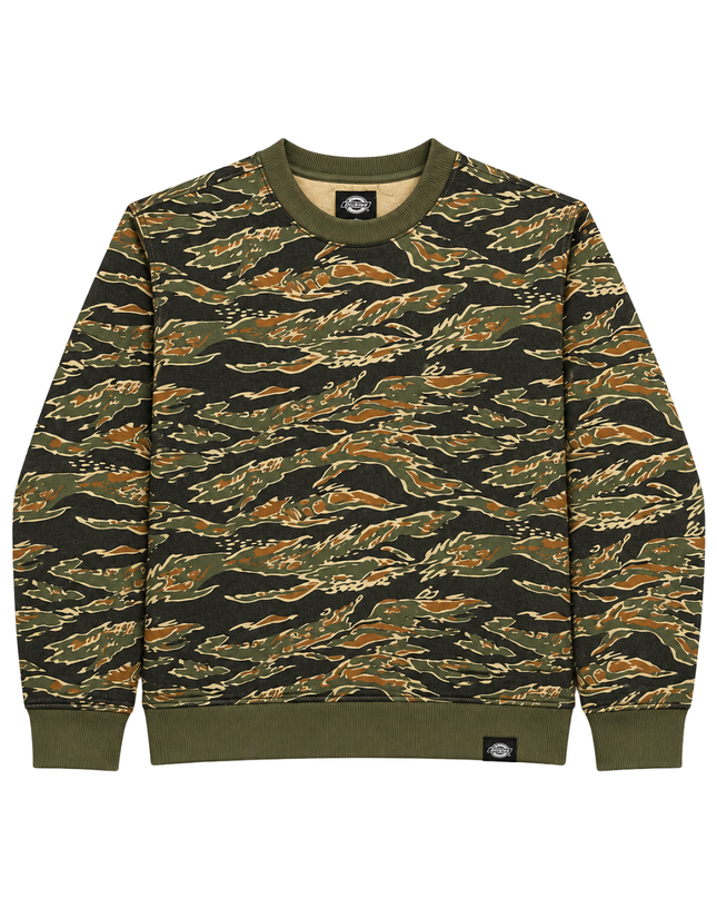 Dickies Green Camo Tiger Stripe Fleece Crew Neck Sweatshirt