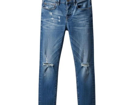 True Religion Blue Rocco Relaxed Skinny Distressed Jeans