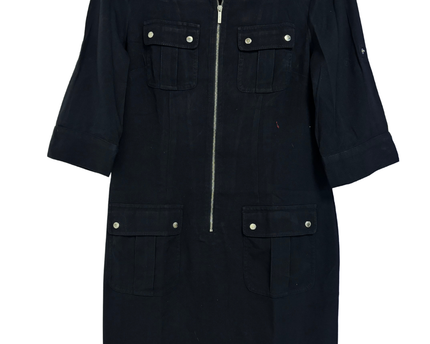 Michael Kors Black Utility Zip-Front Dress