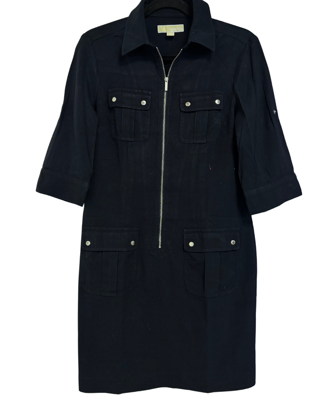 Michael Kors Black Utility Zip-Front Dress