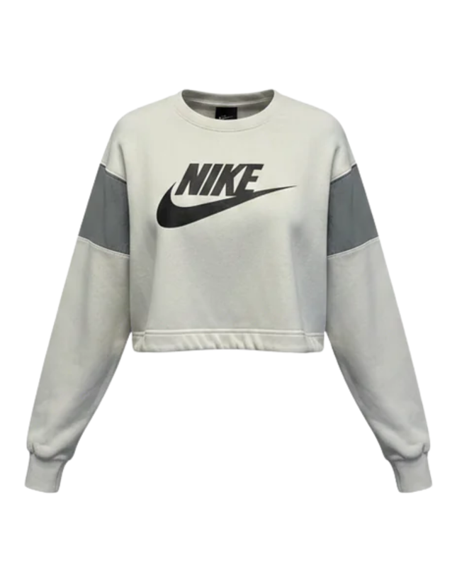 Nike Light Gray Swoosh Cropped Long Sleeve Crop Top