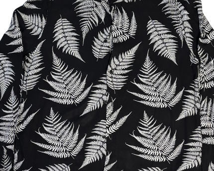 H&M Black Fern Leaf Print Long Sleeve Button Down Shirt