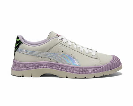 Puma Grey and Purple Suede Platform Trace Sneakers