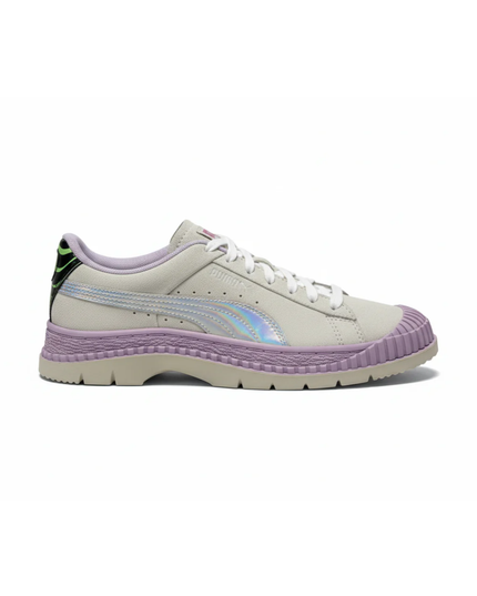 Puma Grey and Purple Suede Platform Trace Sneakers