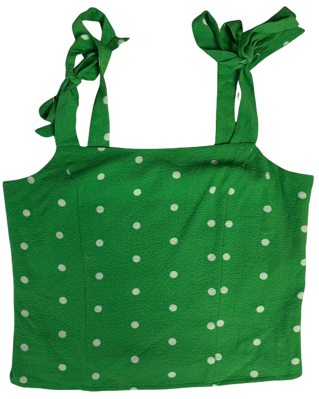 Old Navy Green Polka Dot Smocked Cami Top