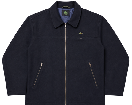 Lacoste Navy Blue Wool Blend Zip-Up Jacket