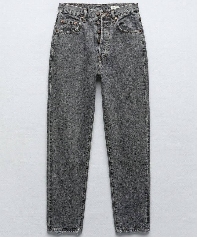 Americanino Grey Vintage Straight Leg Button Fly Jeans