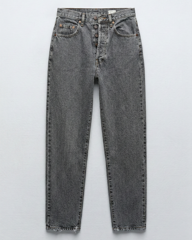 Americanino Grey Vintage Straight Leg Button Fly Jeans