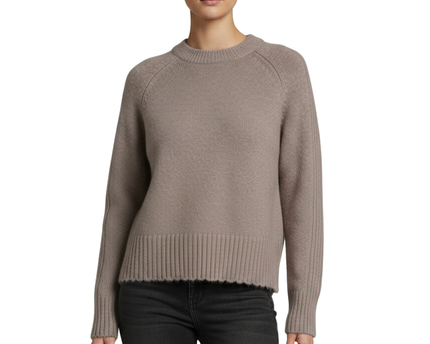AllSaints Taupe Recycled Cashmere Blend Cropped Sweater