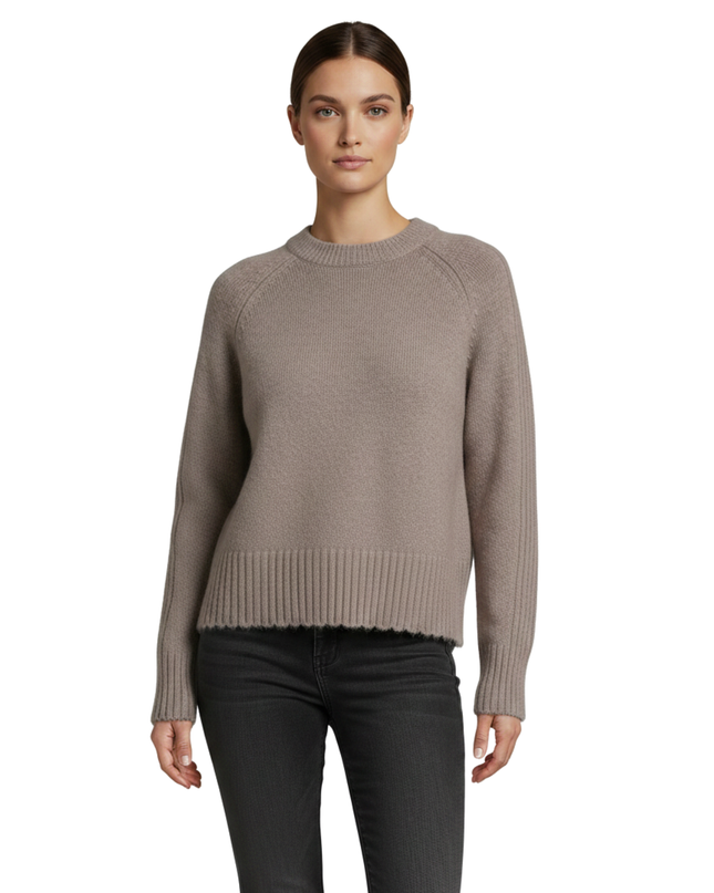 AllSaints Taupe Recycled Cashmere Blend Cropped Sweater