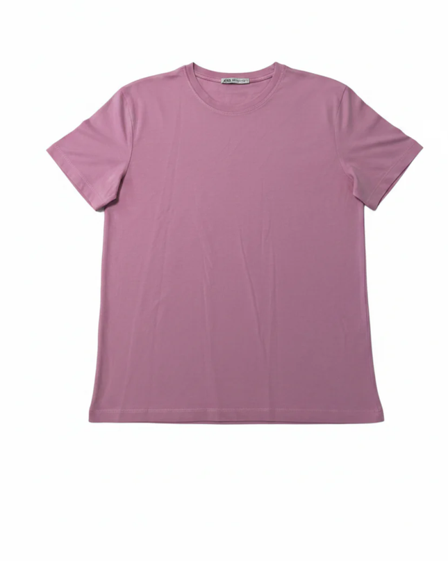 Zara Pink Short Sleeve Classic Crew Neck T-Shirt