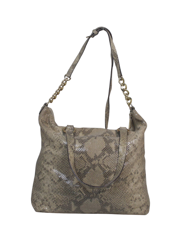 Michael Kors Beige Snakeskin Embossed Shoulder Bag