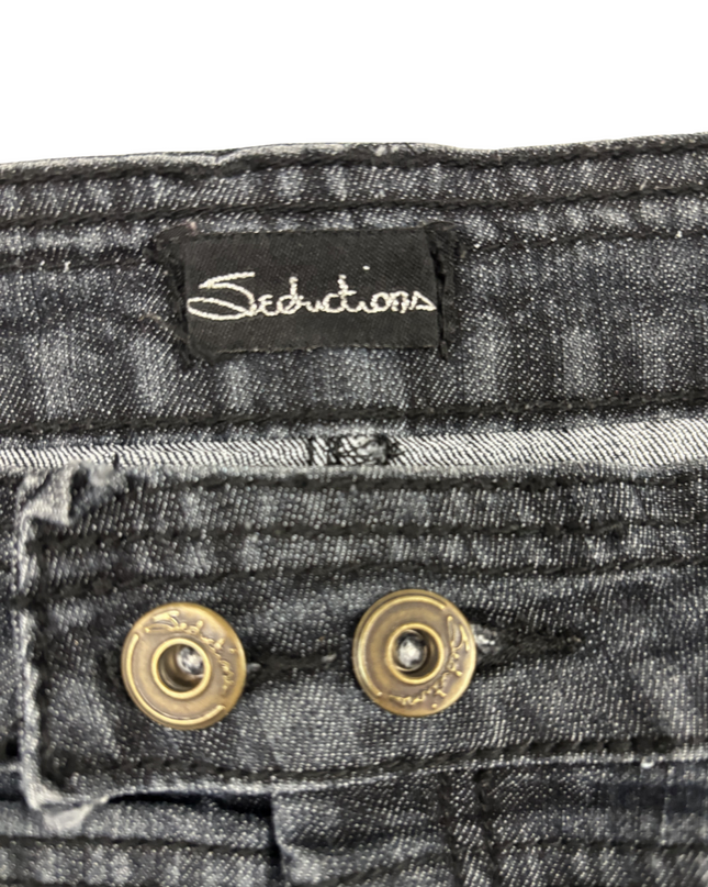 Seductions Black Wash Studded Denim Pencil Skirt  - M | Waist: 28"