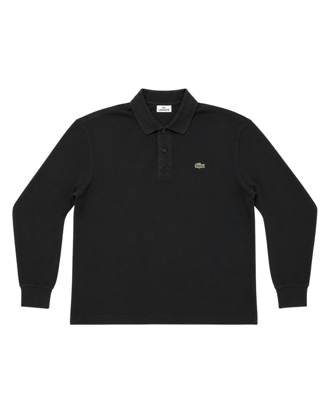 Lacoste Black Long-Sleeve Pique Polo Shirt