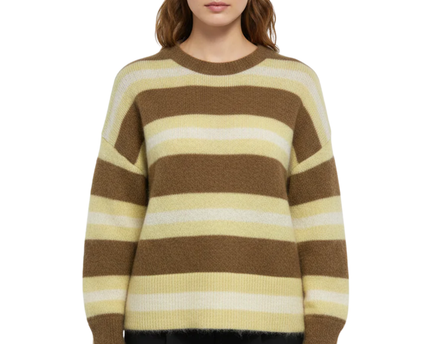 H&M Brown and Yellow Striped Mohair Blend Sweater