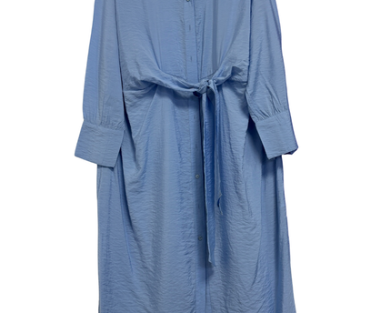 H&M Blue Tie-Waist Long Sleeve Midi Shirt Dress