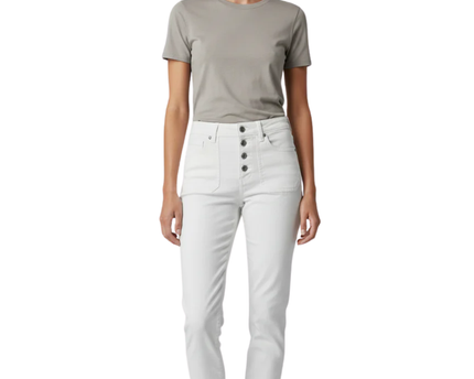 American Eagle White High-Waisted Button Fly Jegging Crop Jeans