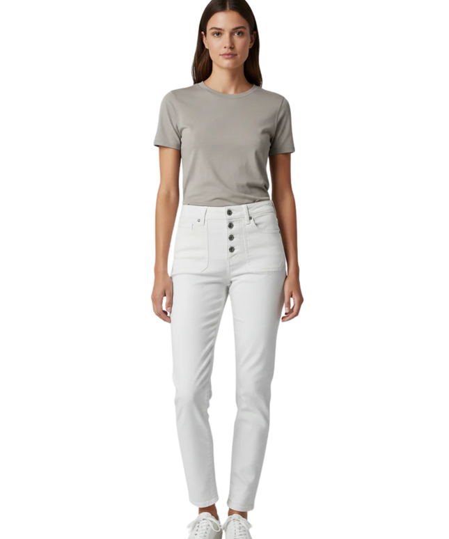 American Eagle White High-Waisted Button Fly Jegging Crop Jeans