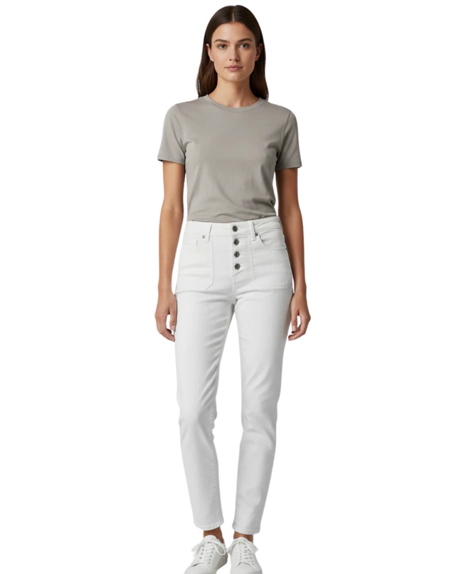 American Eagle White High-Waisted Button Fly Jegging Crop Jeans