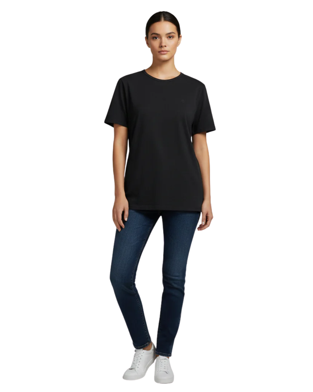 Lauren Ralph Lauren Black Ribbed Cotton T-Shirt