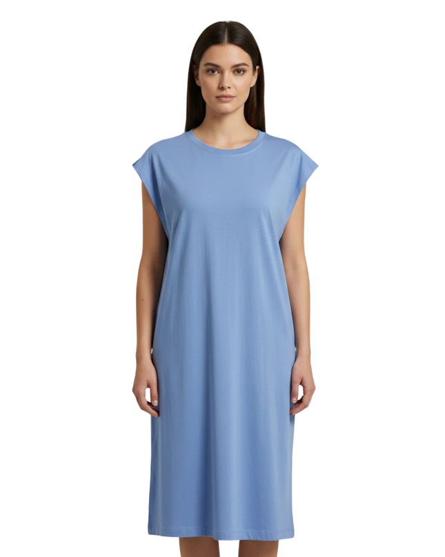 Body Essentials Blue Organic Cotton Blend T-Shirt Dress W/Tags